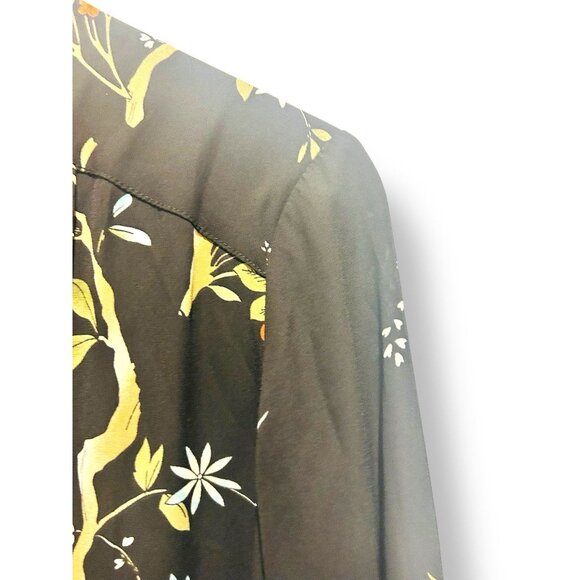 Dark Academia Cottagecore Nanette Lepore Black Floral Midi Dress Sz 10 Buttons - Picture 5 of 13